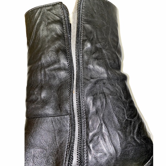 Genuine Leather Wrinkled Stiletto Booties - Picture 14 of 16